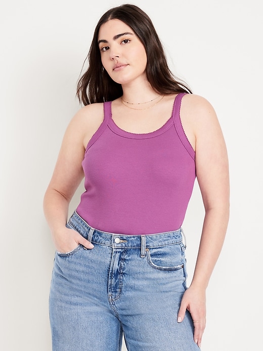 Image number 4 showing, 90s Ribbed Lace-Trim Tank