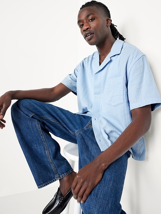 Image number 3 showing, Short-Sleeve Cropped Heavyweight Camp Shirt