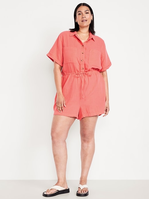 Image number 6 showing, Waist-Defined Crinkle Gauze Romper