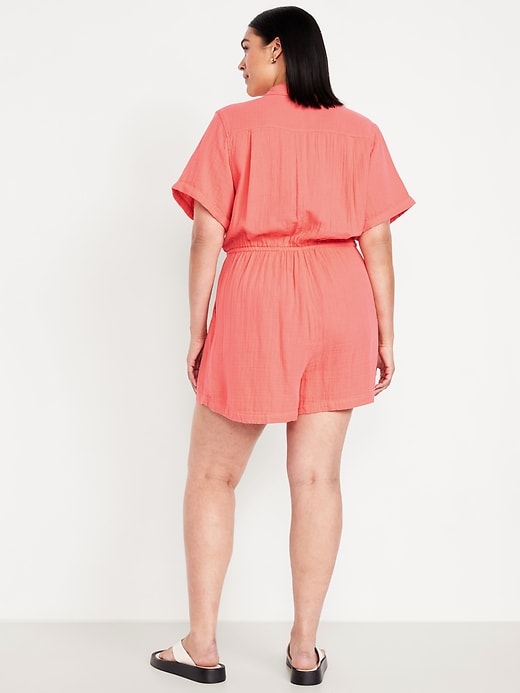 Image number 7 showing, Waist-Defined Crinkle Gauze Romper