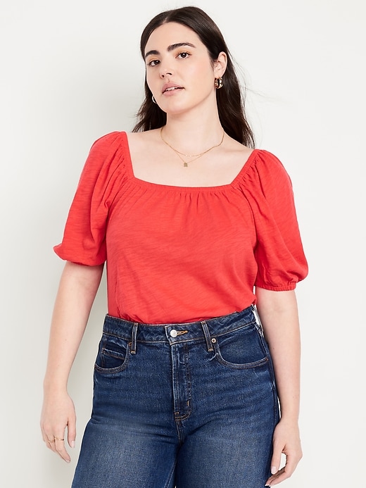 Image number 4 showing, Square-Neck Puff-Sleeve Top