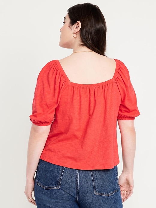 Image number 5 showing, Square-Neck Puff-Sleeve Top