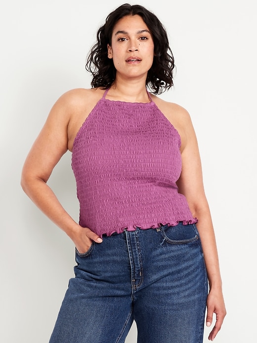 Image number 7 showing, Sleeveless Smocked Crop Top