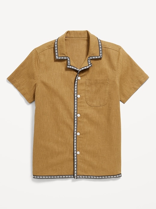 View large product image 2 of 3. Short-Sleeve Linen-Blend Pocket Shirt for Boys