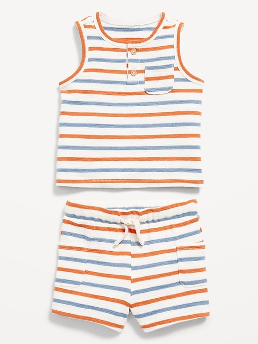 View large product image 2 of 2. Jacquard-Knit Henley Tank and Shorts Set for Baby