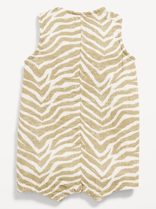 View large product image 2 of 2. Printed Sleeveless Double-Weave Henley One-Piece Romper for Baby