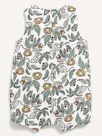 Image number 2 showing, Printed Sleeveless Linen-Blend Henley One-Piece Romper for Baby