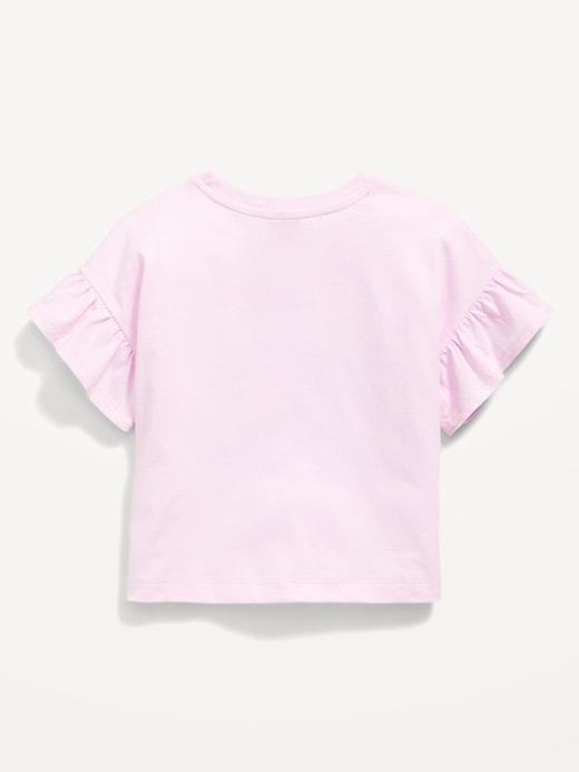View large product image 2 of 2. Ruffle-Sleeve Licensed Graphic T-Shirt for Toddler Girls