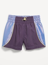 View large product image 5 of 7. High-Waisted Color-Block Performance Shorts for Girls