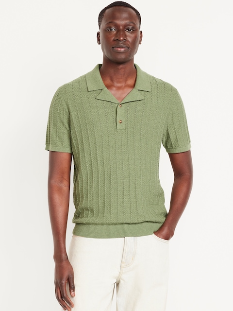 Short-Sleeve Pointelle-Knit Polo