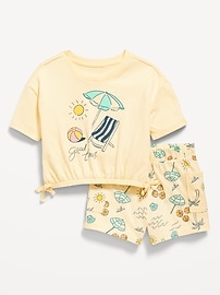 Image number 1 showing, Graphic T-Shirt and Shorts Set for Toddler Girls