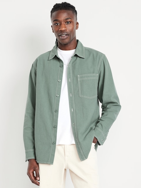 Contrast Stitch Workwear Shirt