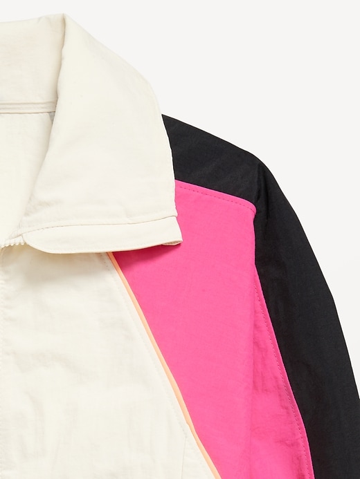 Image number 5 showing, Oversized Cropped Color-Block Zip Jacket for Girls