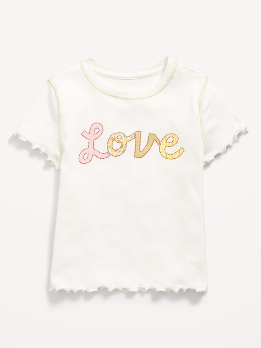 View large product image 1 of 1. Fitted Lettuce-Edge Graphic T-Shirt for Girls