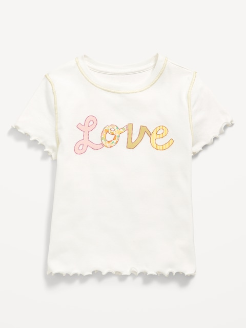 T-shirt ajusté à imprimé avec bordure ondulée pour fille