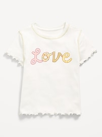 Image number 1 showing, Fitted Lettuce-Edge Graphic T-Shirt for Girls