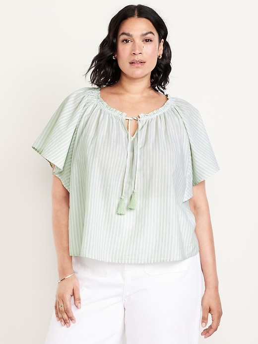 Image number 7 showing, Flutter-Sleeve Tassel-Tie Top