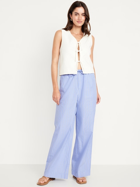 Pantalon à jambe ultra-large en popeline à taille haute