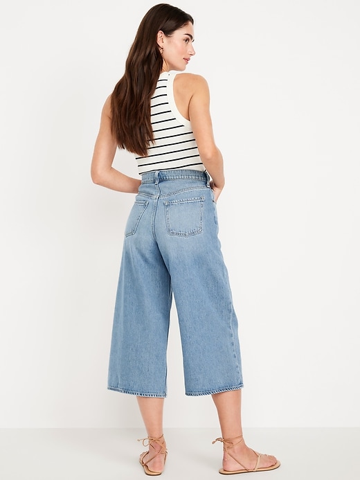 Image number 8 showing, High-Waisted Baggy Wide-Leg Culotte Jeans