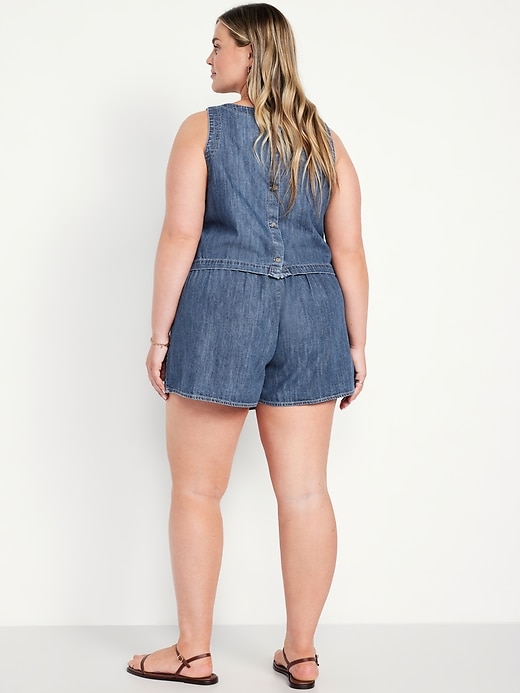 Image number 8 showing, High-Waisted Faux-Wrap Jean Mini Skort