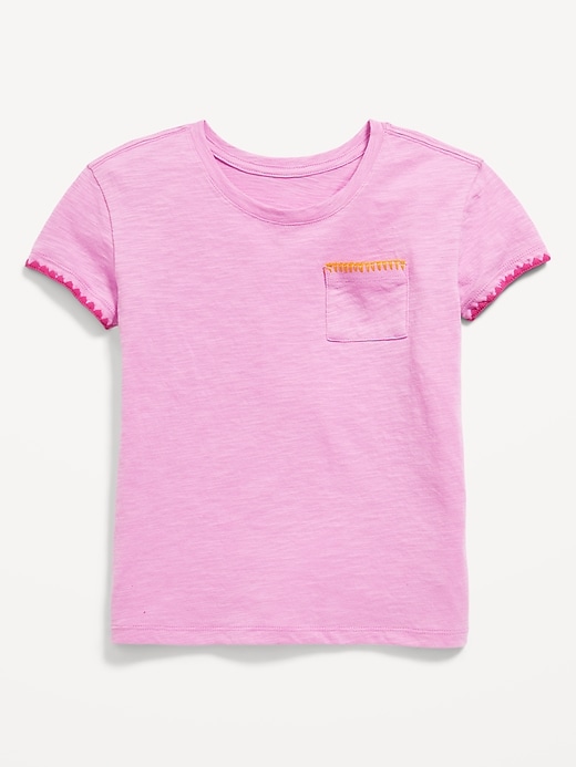 View large product image 1 of 1. Softest Stitch-Trim Pocket T-Shirt for Girls