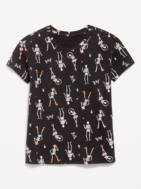 Printed Softest Short-Sleeve T-Shirt for Girls - Black