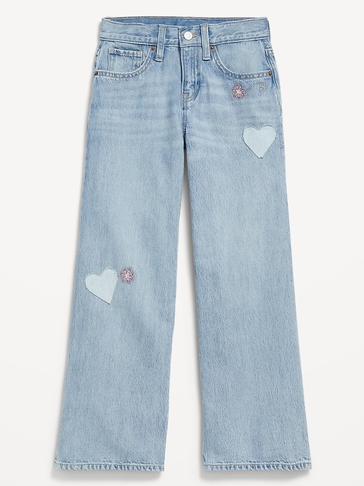 Image number 4 showing, Super Baggy Wide-Leg Embroidered Jeans for Girls