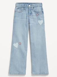View large product image 4 of 5. Super Baggy Wide-Leg Embroidered Jeans for Girls
