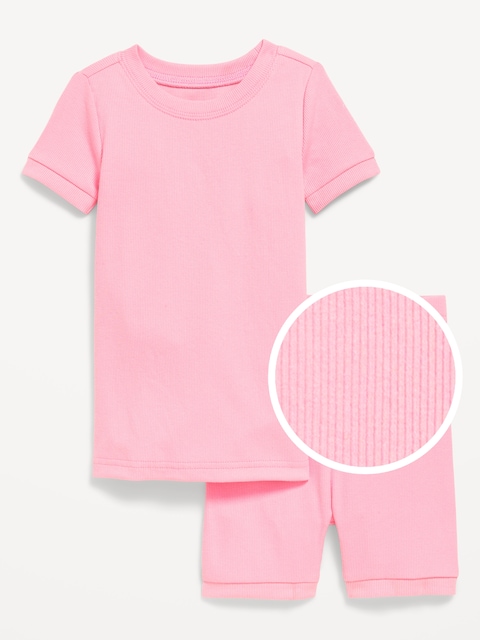 Snug-Fit Ribbed Pajama Set for Toddler & Baby