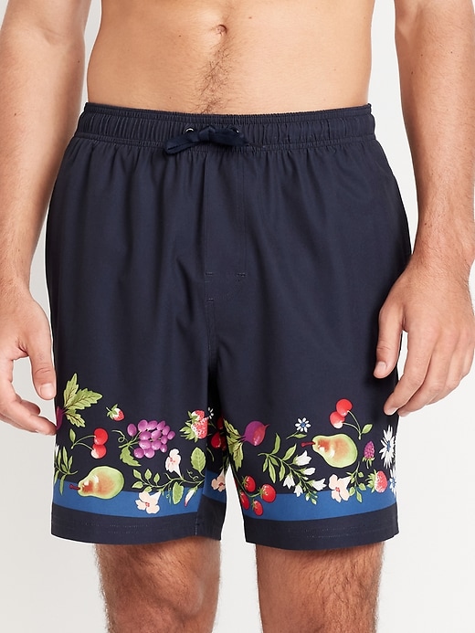 Image number 1 showing, Printed Swim Trunks -- 7-inch inseam