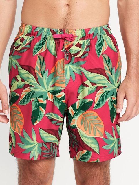 Short de baignade à motif, entrejambe de 18 cm