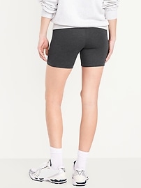 Image number 2 showing, High-Waisted Jersey Biker Shorts -- 6-inch inseam