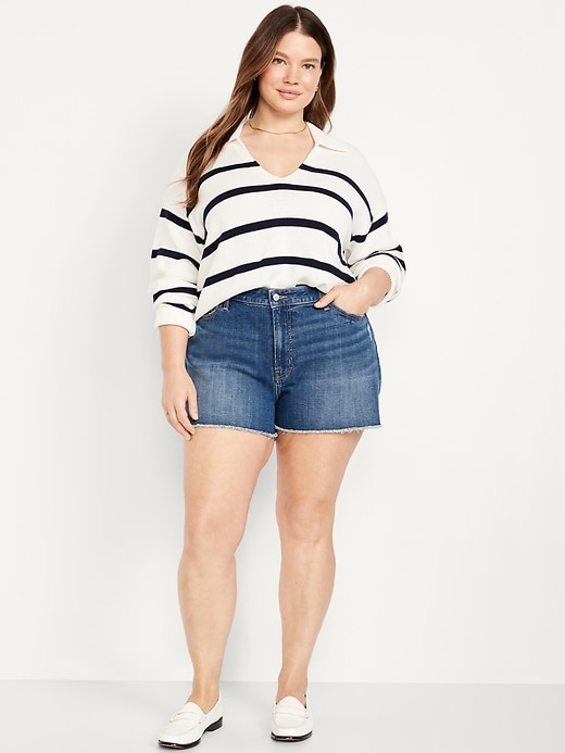 Image number 4 showing, Curvy High-Waisted OG Jean Cut-Off Shorts -- 3-inch inseam