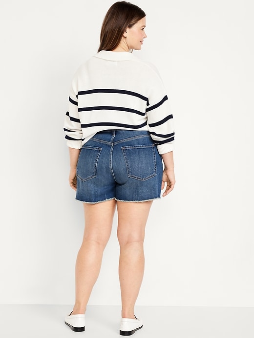 Image number 5 showing, Curvy High-Waisted OG Jean Cut-Off Shorts -- 3-inch inseam