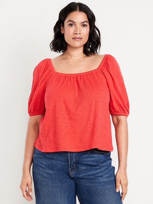 Image number 6 showing, Square-Neck Puff-Sleeve Top