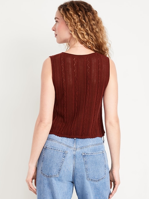 Image number 7 showing, Sleeveless Crochet Tie-Front Top