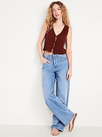 View large product image 3 of 3. Sleeveless Crochet Tie-Front Top