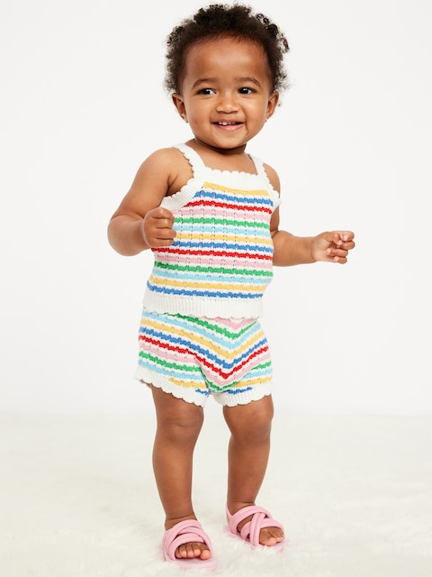 Crochet-Knit Cami Top and Shorts Set for Baby