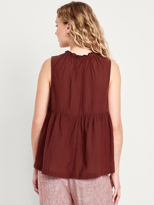 Image number 2 showing, Sleeveless Crinkle Gauze Tie-Front Top