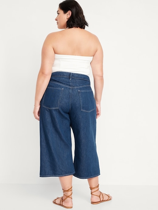 Image number 6 showing, High-Waisted Baggy Wide-Leg Culotte Jeans