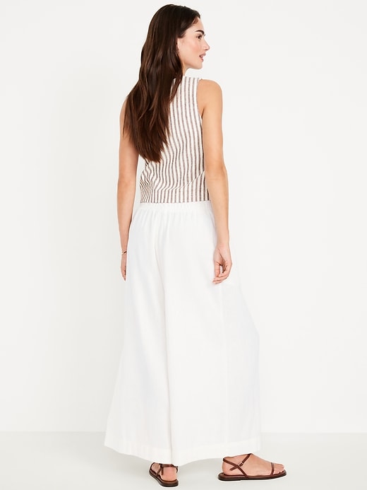 Image number 3 showing, Mid-Rise Linen-Blend Super Wide-Leg Palazzo Pants