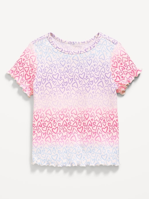 View large product image 1 of 1. Printed Short-Sleeve Lettuce-Edge T-Shirt for Toddler Girls