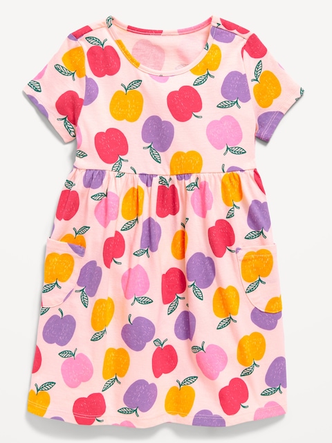 Printed Jersey-Knit Short-Sleeve Dress for Toddler Girls - Pink