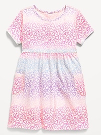 Image number 1 showing, Short-Sleeve Ribbed Fit and Flare Pocket Dress for Toddler Girls