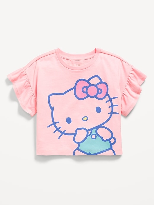 View large product image 1 of 1. Ruffle-Sleeve Licensed Graphic T-Shirt for Toddler Girls