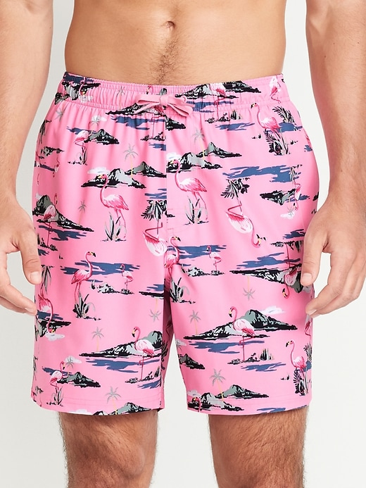Image number 1 showing, Printed Swim Trunks -- 7-inch inseam