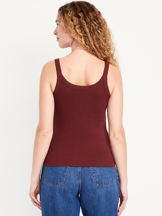 Image number 2 showing, 90s Ribbed Lace-Trim Tank
