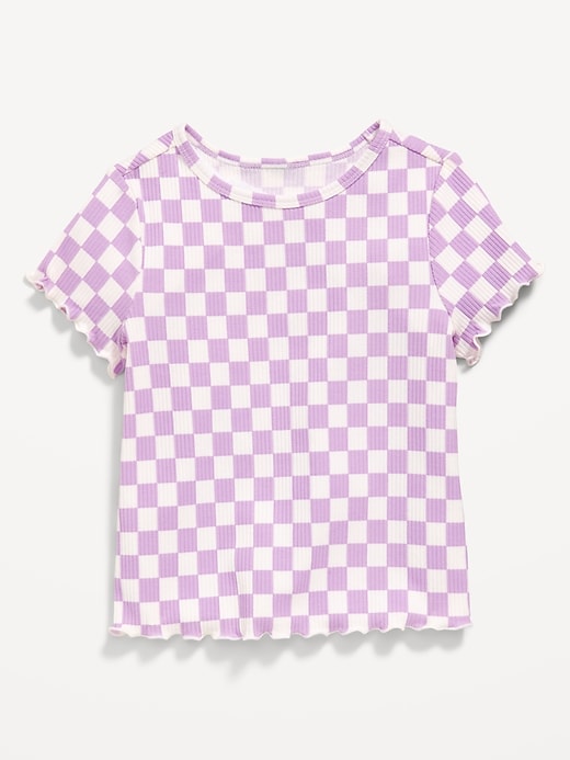 View large product image 1 of 1. Printed Short-Sleeve Lettuce-Edge T-Shirt for Toddler Girls