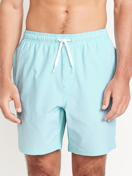 Image number 1 showing, Seersucker Swim Trunks -- 7-inch inseam