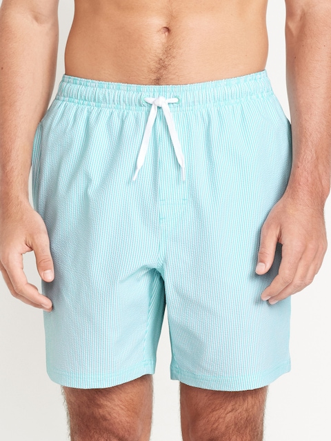 Short de baignade en tissu gaufré, entrejambe de 18 cm
